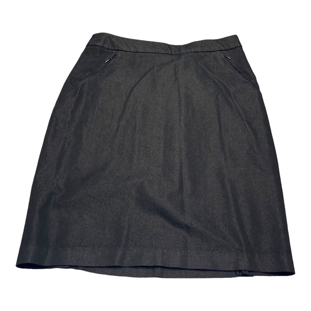 New York & Company A-Line Skirt Women's 6 Black Cotton Stretch Pockets Back Zip